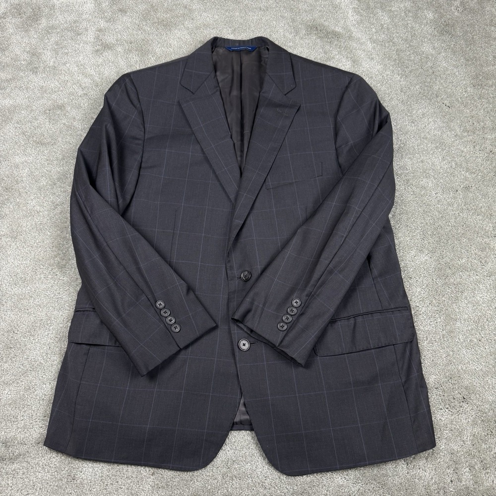 Samuelsohn Performance Sport Coat Mens 42S Gray Plaid Water Resistant Wool Italy